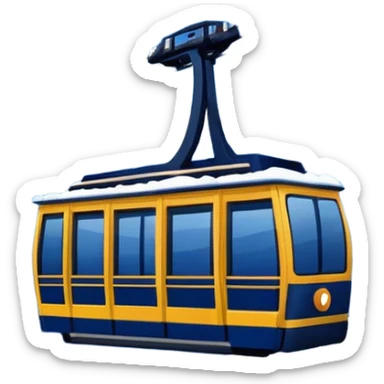 create a cablecar emoji in winter. make it navy dark blue. no yellow. and add the words in white: Lenk  sticker