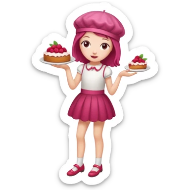 Raspberry torte human full body and legs girl with a raspberry barrette on her head sticker