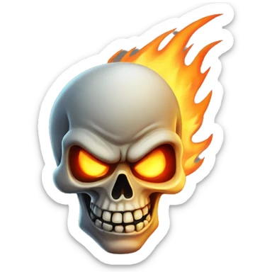 very angry flaming skull sticker