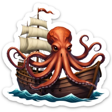 Kraken – Giant octopus with tentacles wrapping a ship sticker