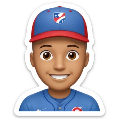 brown skin latino male with buzz cut wearing a puerto rico baseball cap sticker