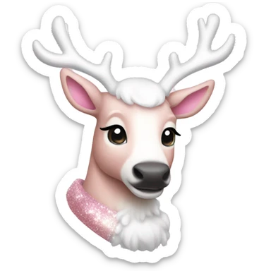 sparkly light pink and white pretty reindeer sticker
