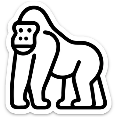 simple gorilla icon, minimalist and bold, clean black outlines, no fill, modern icon style sticker