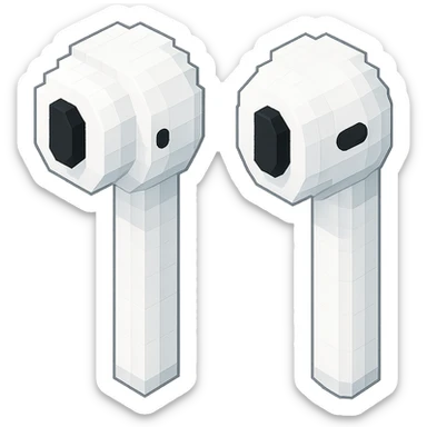 white EarPods headphones with a sleek design sticker