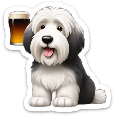 old english sheepdog with pint of guinness sticker