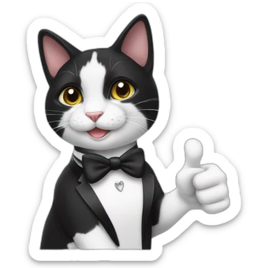 Tuxedo cat thumbs up sticker