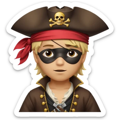 light brown hispanic boy with blond hair that is dressed as a pirate sticker