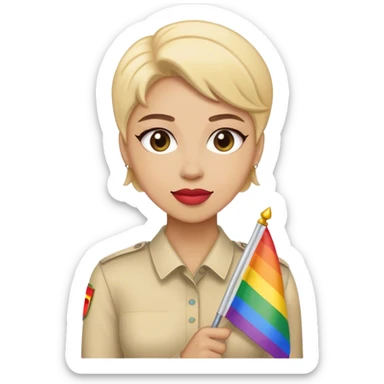 woman with lgbt flag sticker
