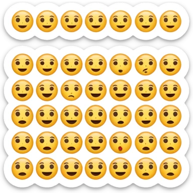 Emoji challenge.
Show 16 emojis that are almost identical.
Only one emoji has a small difference in shape or expression.
Neutral background, soft shadows.
Increase difficulty slightly.
Add subtle animation to keep attention. sticker