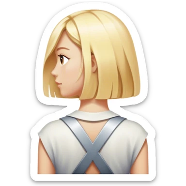 back of blonde woman stands In front at a crossroads between two paths—one illuminated, the other in shadow... scary and sunlight ... sticker