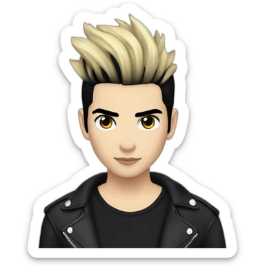 Bill Kaulitz black hair down with blonde highlights emo sticker