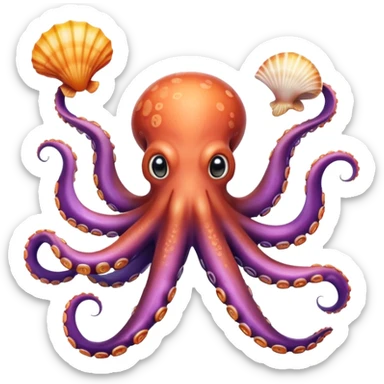 Octopus juggling seashells sticker