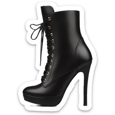 Black tall High heel boot lace up leather tall sticker