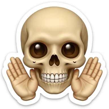 skull emoji being patted, cheerful expression sticker