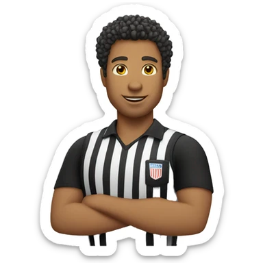 white male basketball referee with curly hair sticker