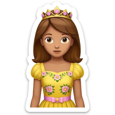 Princess daisy yelllow dress standing with brown hair  sticker