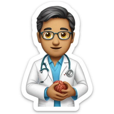 Indian Doctor with round speca with brain in his hand sticker