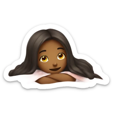 Girl lying under blanket cuddly sticker