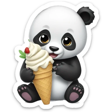 Panda eating ice cream sticker