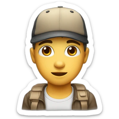 niño con gorra blanca y ojos rasgados sticker