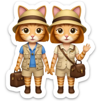2 girl cats dressed up as tourists full body sticker
