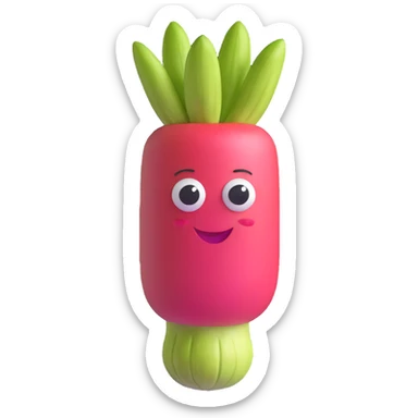 rhubarb with cartoon eyes and a happy smile sticker