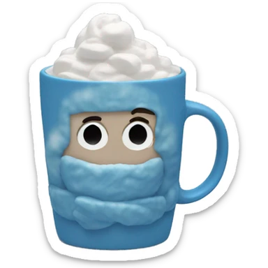Winter blue aesthetic hot chocolate mug sticker