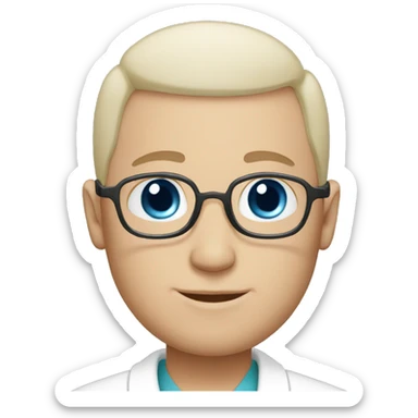 Bald blue eyed doctor male sticker