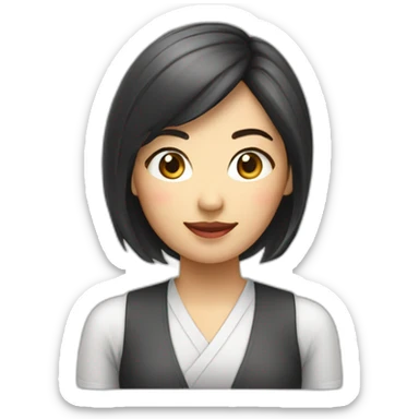 short hair Asian woman barista sticker