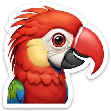 cinematic-cute-macaw-portrait-emoji,-head-tilted-playfully-and-inquisitively,-with-a-dazzling-red-plumage-and-round,-sparkling-eyes-filled-with-charm,-simplified-yet-irresistibly-adorable-features,-highly-detailed sticker
