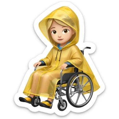 Girl in a wheelchair with rain poncho sticker