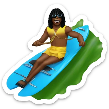 rick james on a waterskide sticker