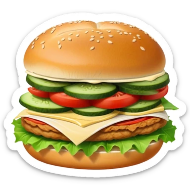 sandwich with turkey, lettuce, pickles, mayonnaise, and tomatoes side view sticker