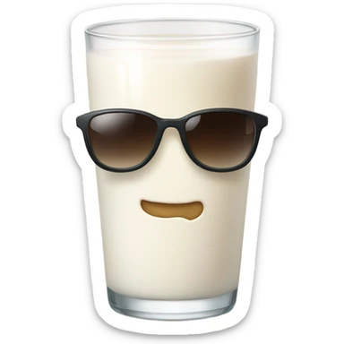 Glass of milk with sunglasses sticker