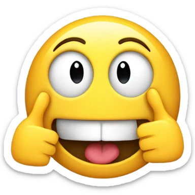 smiley face hands pointing to mouth sticker