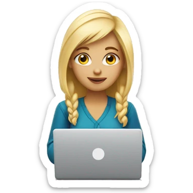 blonde girl with laptop, she is a graphic designer sticker