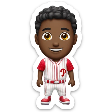 smiling boy wearing Phillies uniform sticker