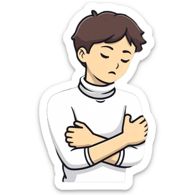 arms crossed holding neck choking  sticker