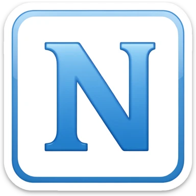 capital letter "N" printed in blue square in middle sticker