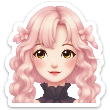 Gorgeous anime style lady with blushing face cottagecore fairycore  Kawaii anime colorful pearly romantic simplistic aesthetic trending stylea sticker