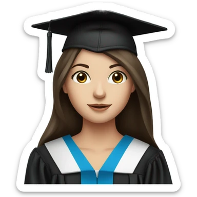 brunette girl blue eyed graduation sticker