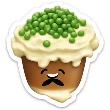 mashed potatoes with gravy and peas sticker
