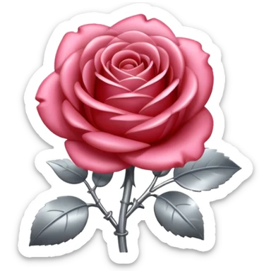 gray metal chrome rose, without green leaves, just flower sticker