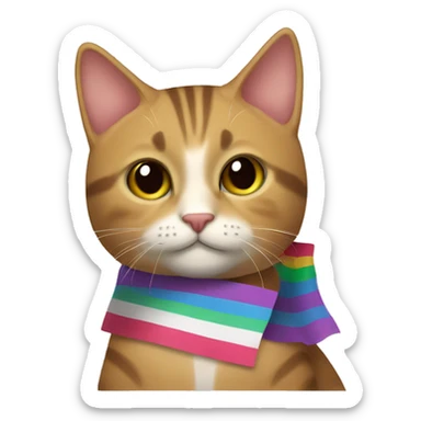 Un gato con la bandera lgtb sticker