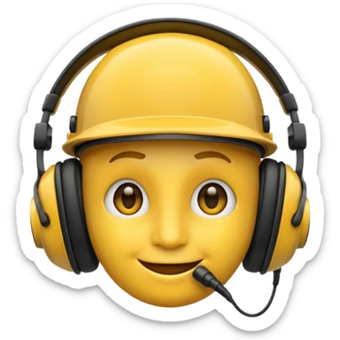 un emoji qui écoute de la musique avec un casque audio avec un léger sourire sticker