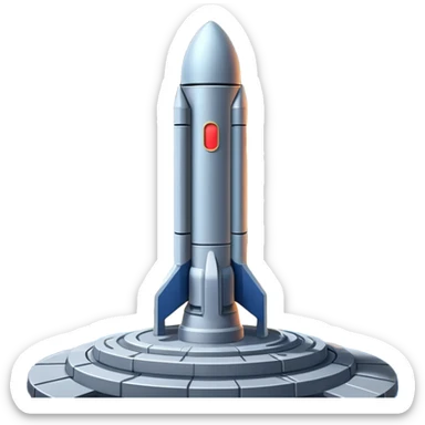 missile battery on a space station launching a missile with stars in the background sticker