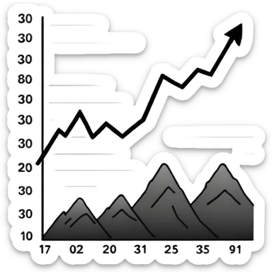 A line graph in the style of a Japanese sketch sticker