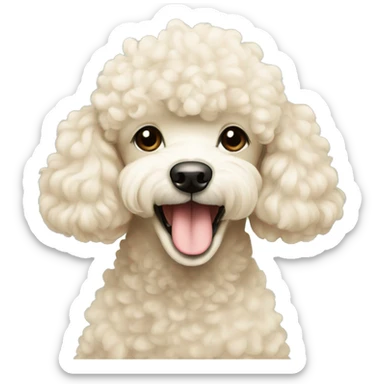 cream cute poodle good morning  sticker