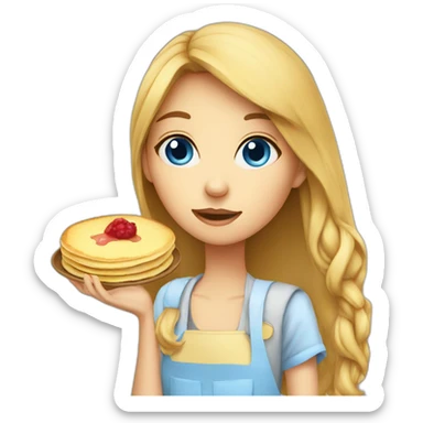 girl whit blue eye eat pancake sticker
