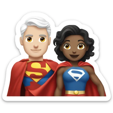 White Superman and super woman sticker